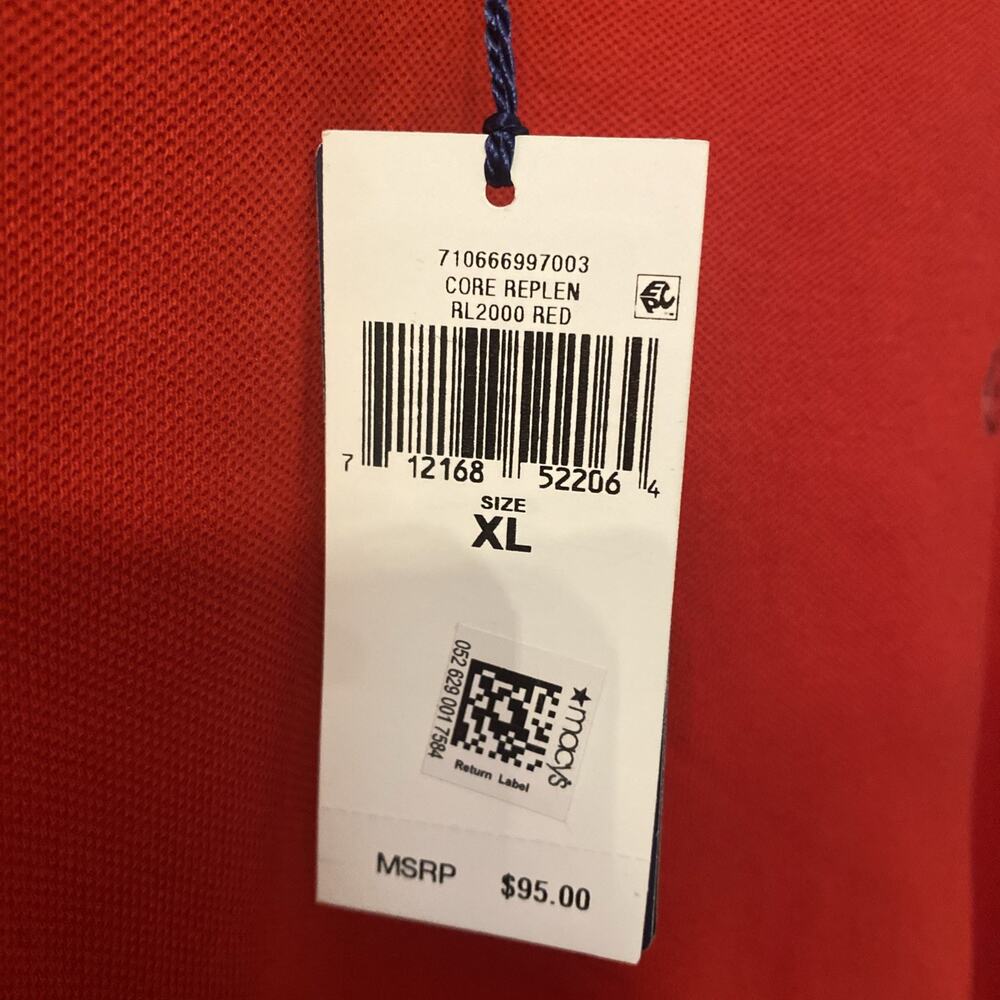 NWT Men's XL TG Polo Ralph Lauren Shirt Big & Tall Classic Fit Red Core Repleni - Picture 3 of 5